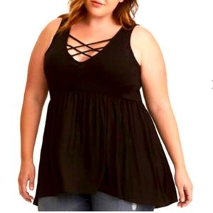 Torrid Criss-cross V-neck Hi-Lo Babydoll Tank